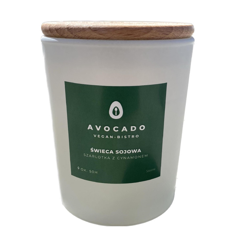 Avocado Vegan Bistro - Świeca sojowa zapachowa jabłko z cynamonem 160g (ok. 50h)