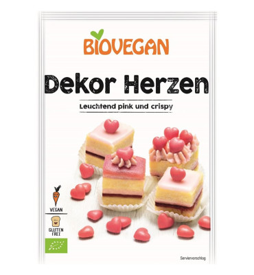Biovegan - Posypka dekoracyjna czerowna serca b/g BIO 35g