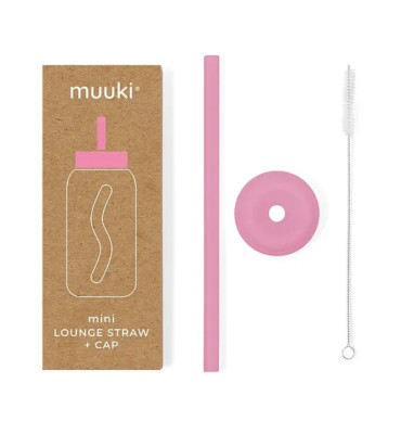 Muuki - Słomka i nakładka Flamingo Pink (krótka)