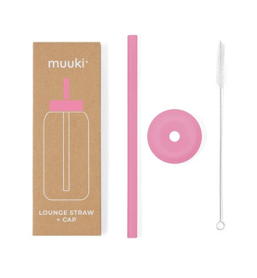 Muuki - Słomka i nakładka Flamingo Pink (długa)