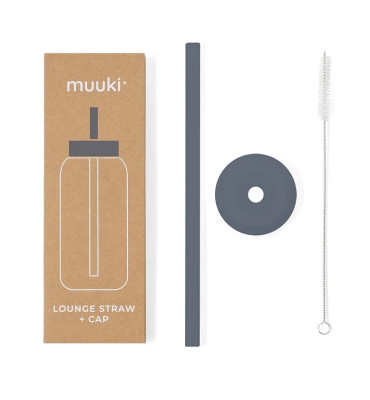 Muuki - Słomka i nakładka Smoke Grey (długa)